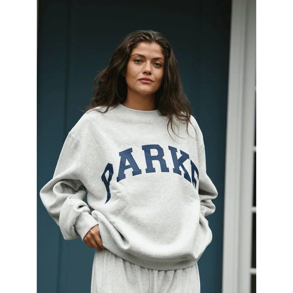 PARKE OG Varsity Hoodie Sweatshirt Classic Grey Navy Blue Logo Size S/M